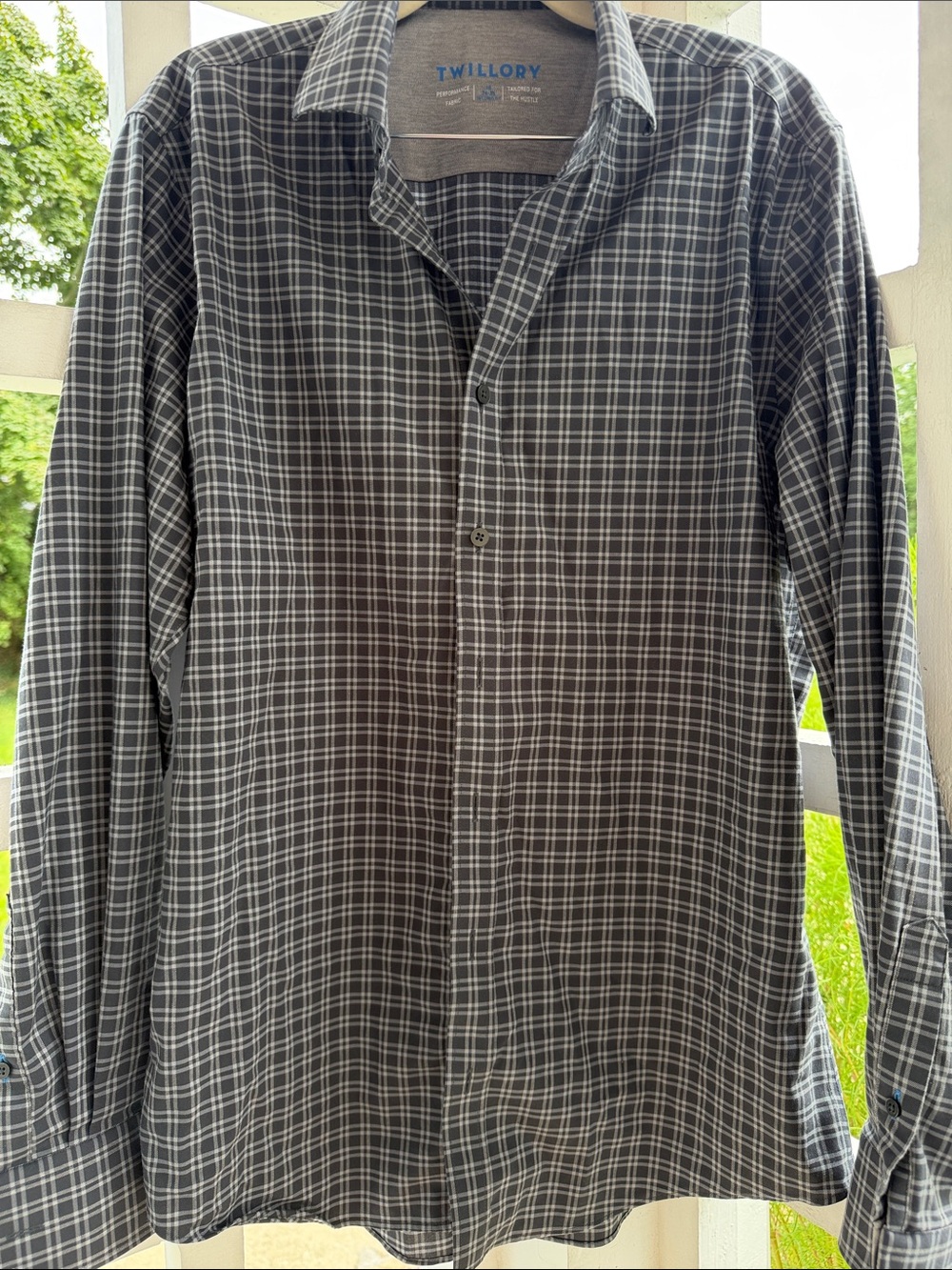 Twillory Plaid Performance Dress Shirt Tailored Fit 16 34/35